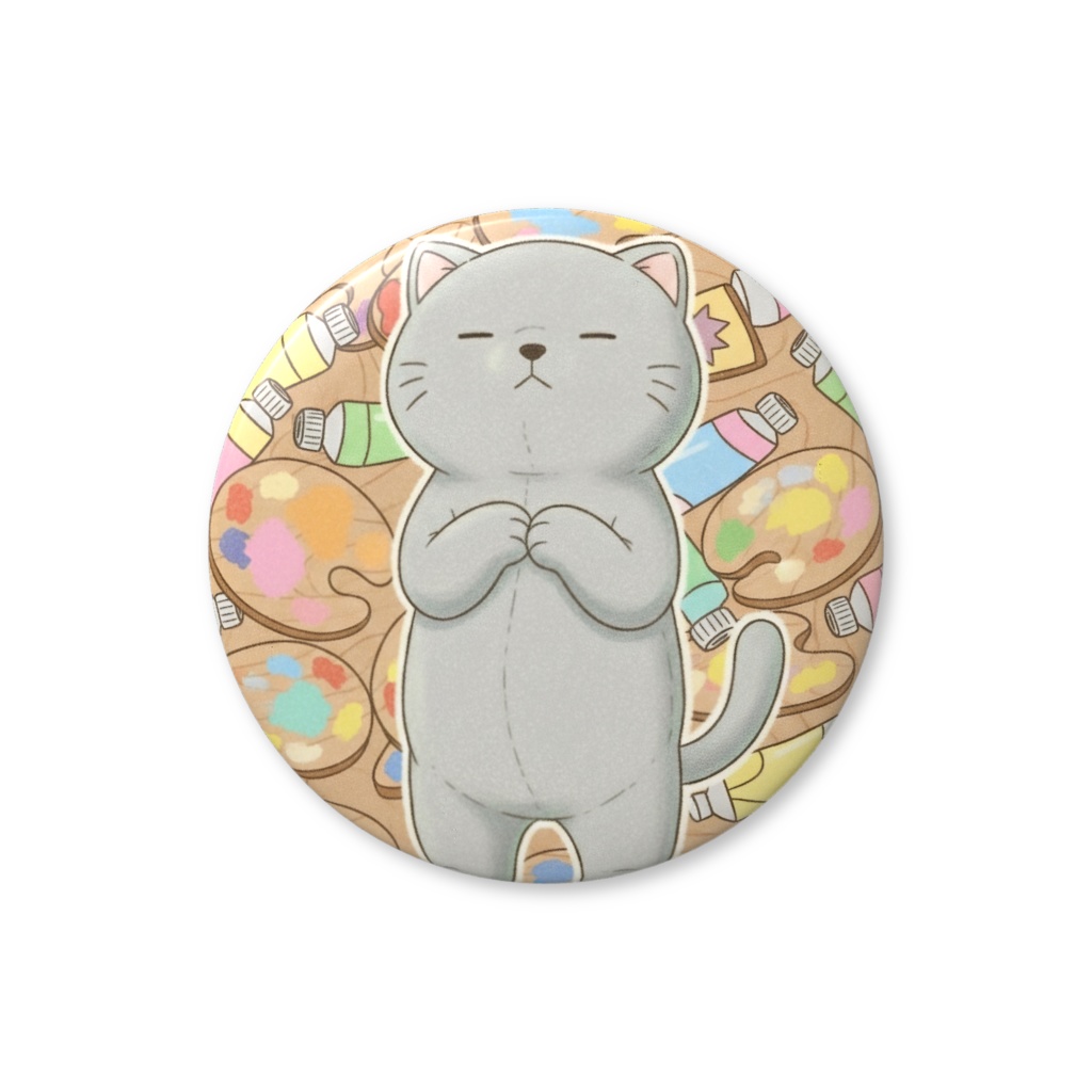 【すんたん🍀】 ぬいぐるみのようなねこの缶バッヂ