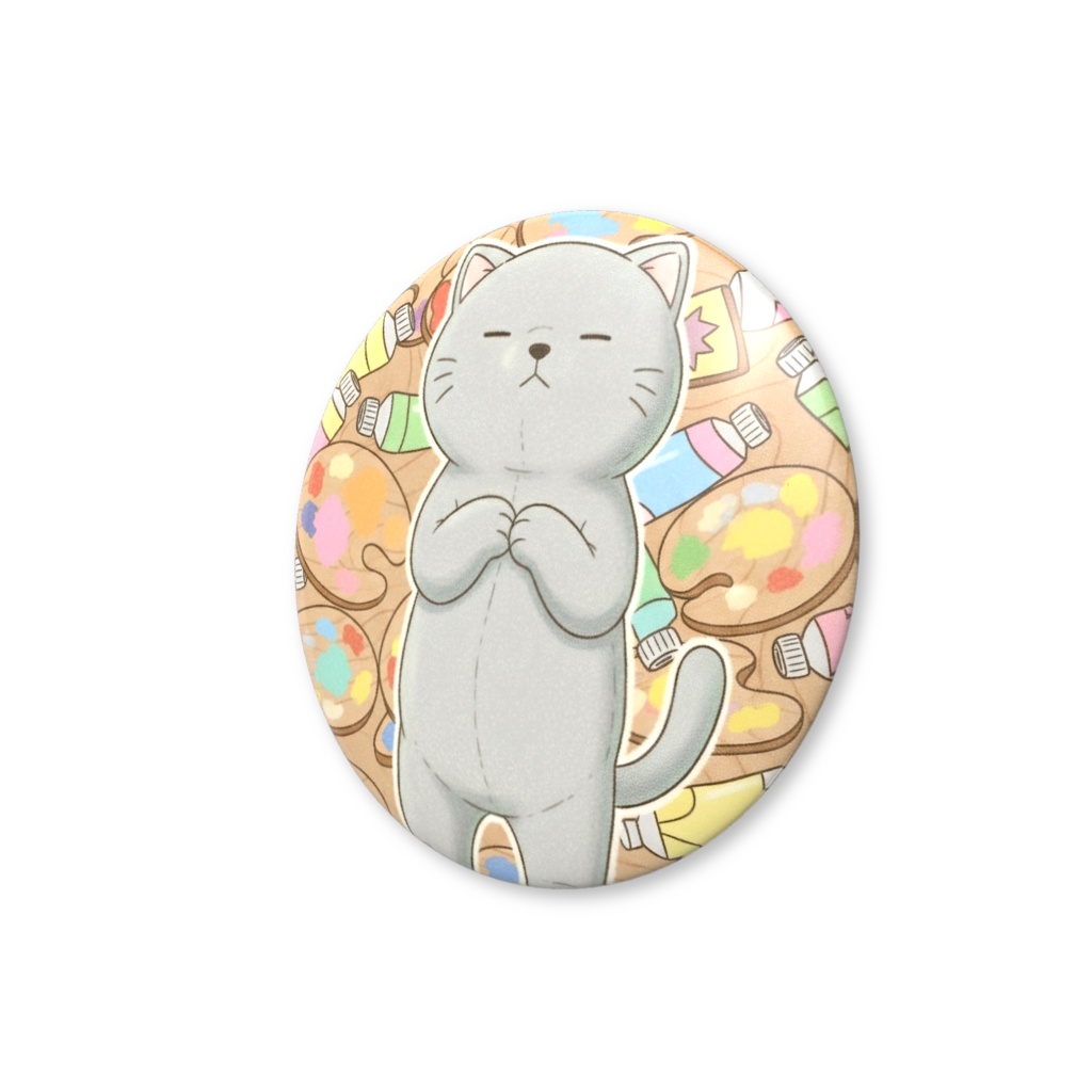 【すんたん🍀】 ぬいぐるみのようなねこの缶バッヂ