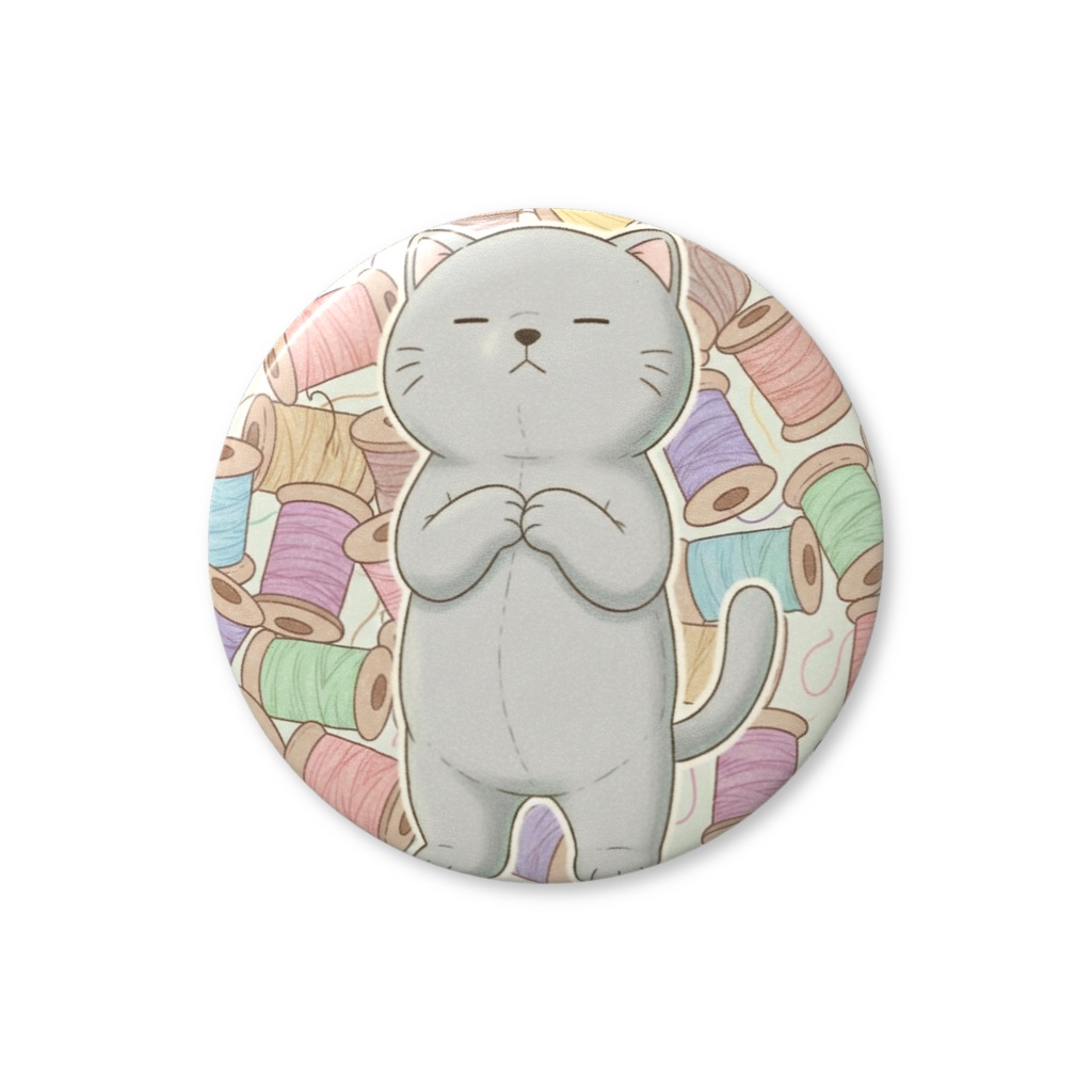 【すんたん🍀】 ぬいぐるみのようなねこの缶バッヂ