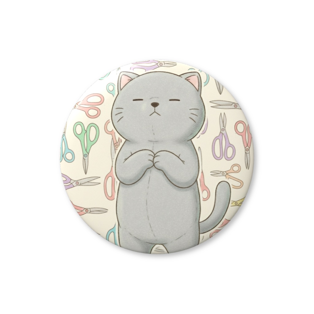 【すんたん🍀】 ぬいぐるみのようなねこの缶バッヂ