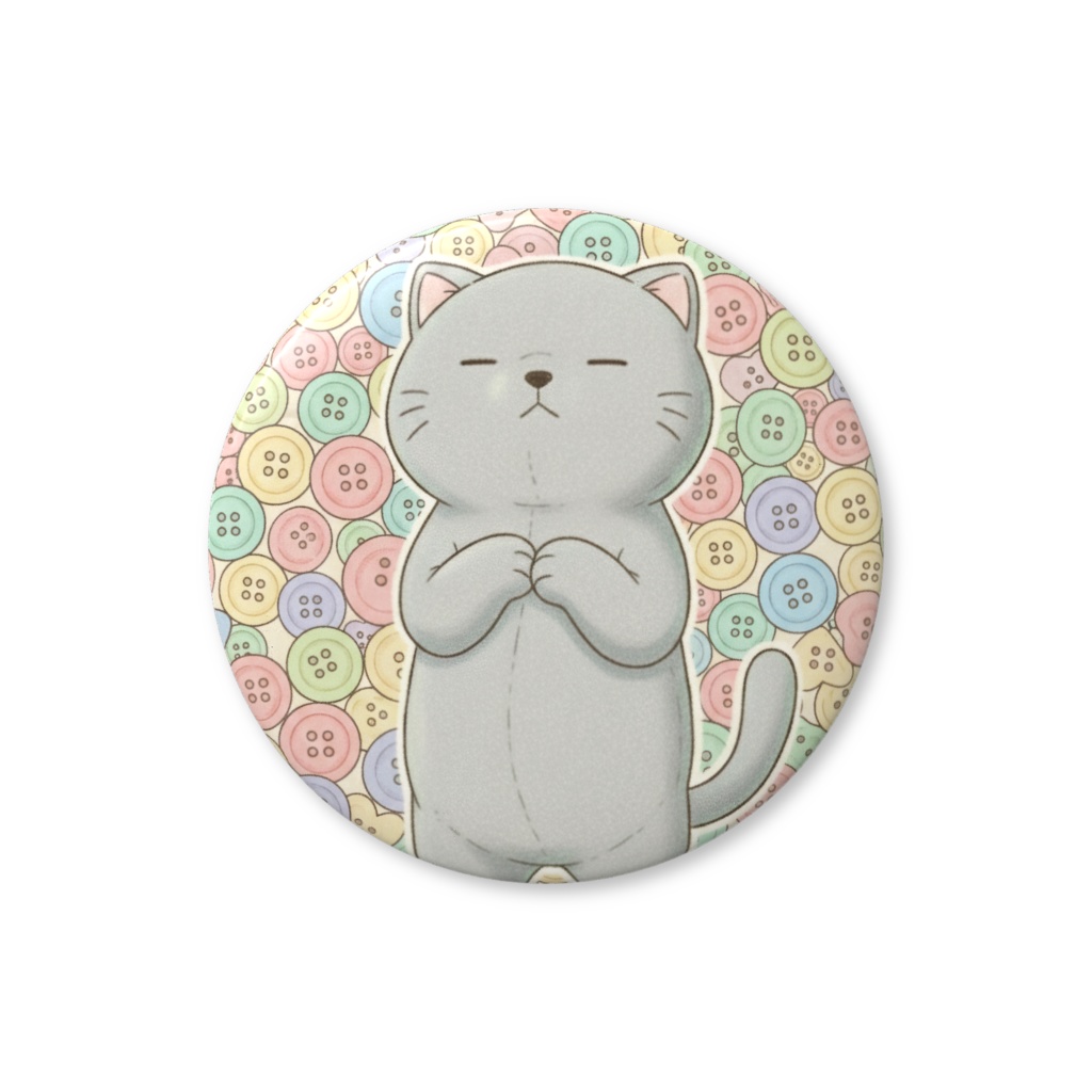 【すんたん🍀】 ぬいぐるみのようなねこの缶バッヂ