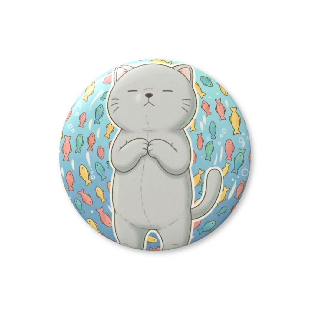 【すんたん🍀】 ぬいぐるみのようなねこの缶バッヂ