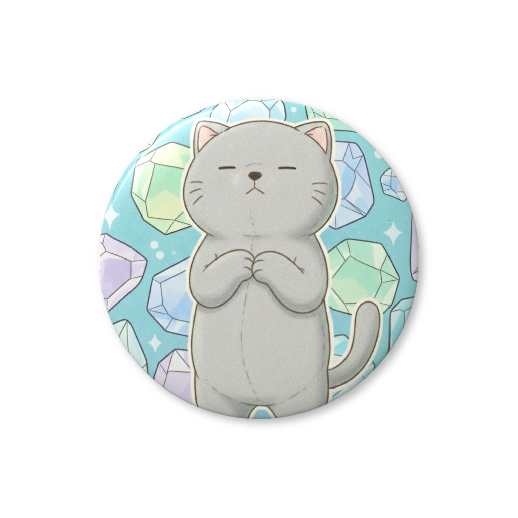 【すんたん🍀】 ぬいぐるみのようなねこの缶バッヂ