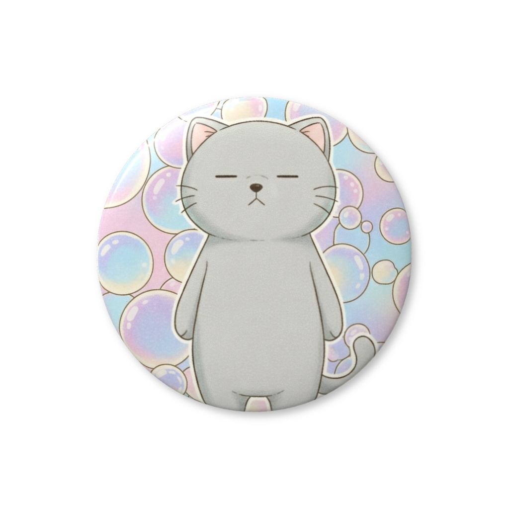 【すんたん🍀】 ぬいぐるみのようなねこの缶バッヂ