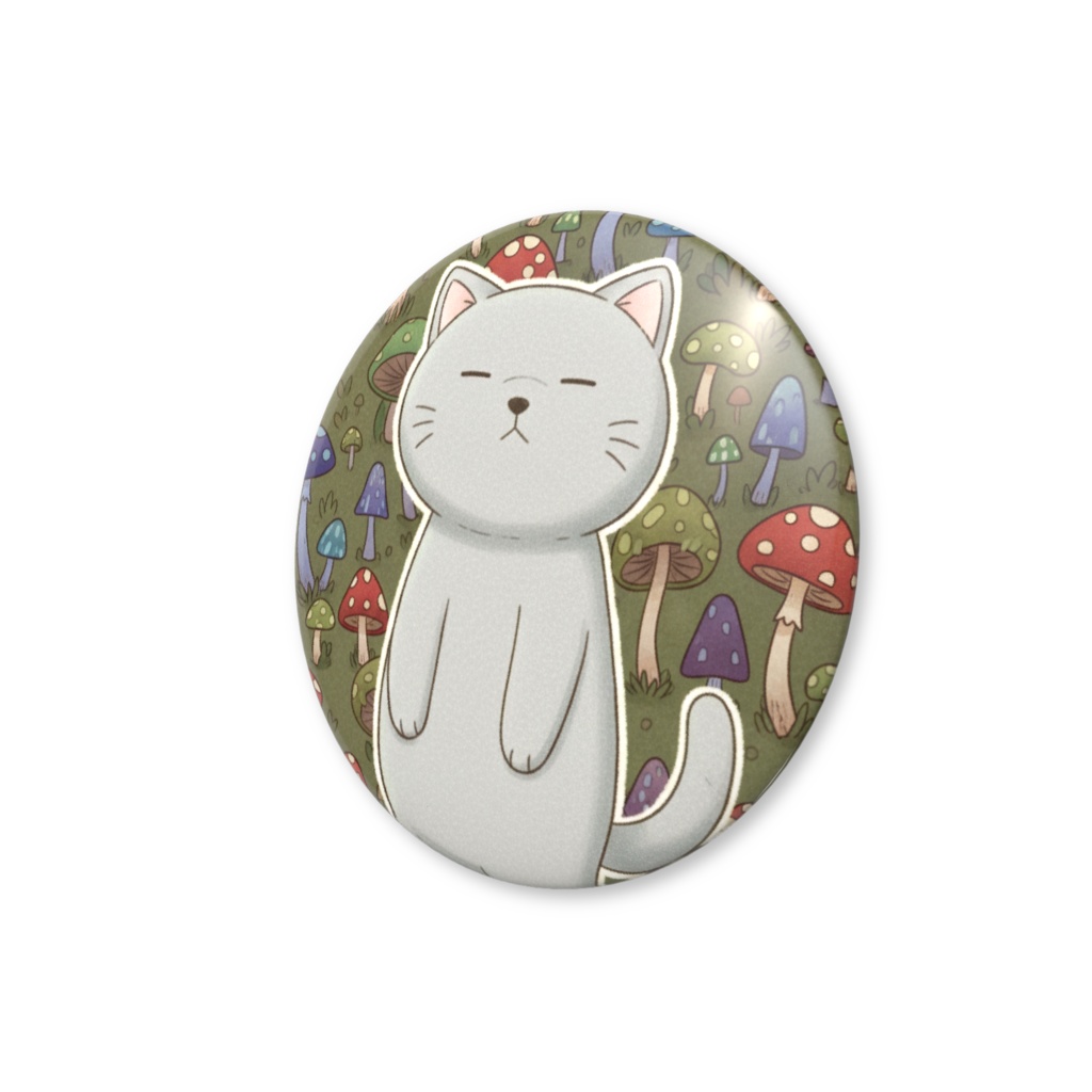 【すんたん🍀】 ぬいぐるみのようなねこの缶バッヂ