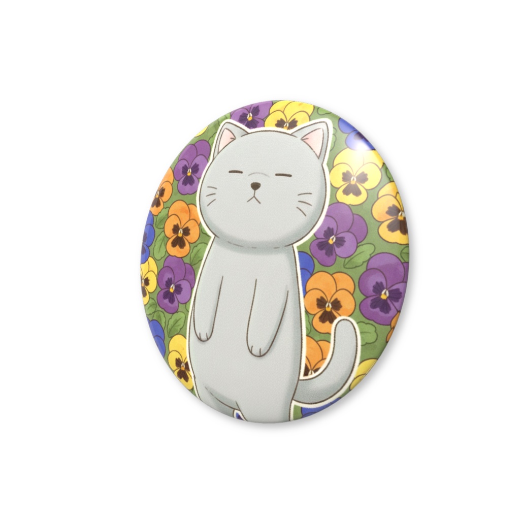 【すんたん🍀】 ぬいぐるみのようなねこの缶バッヂ