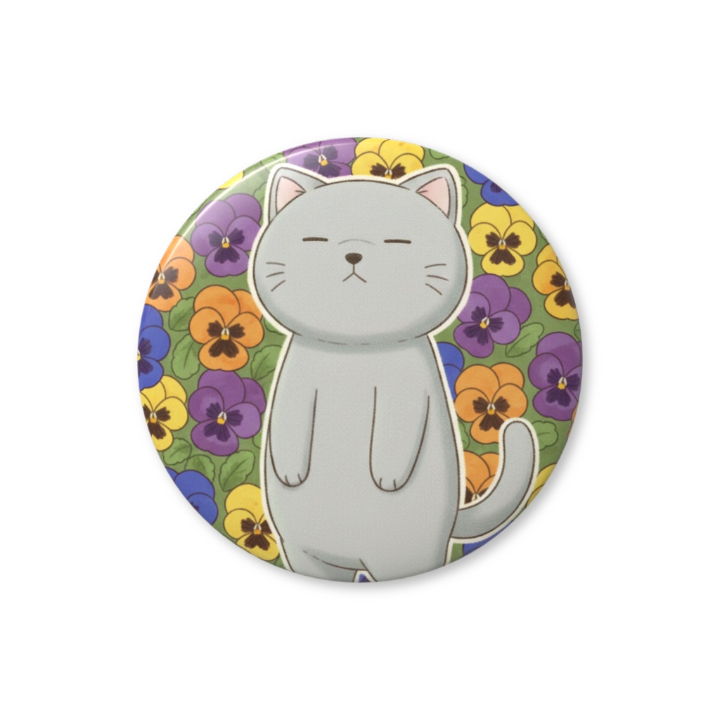 【すんたん🍀】 ぬいぐるみのようなねこの缶バッヂ