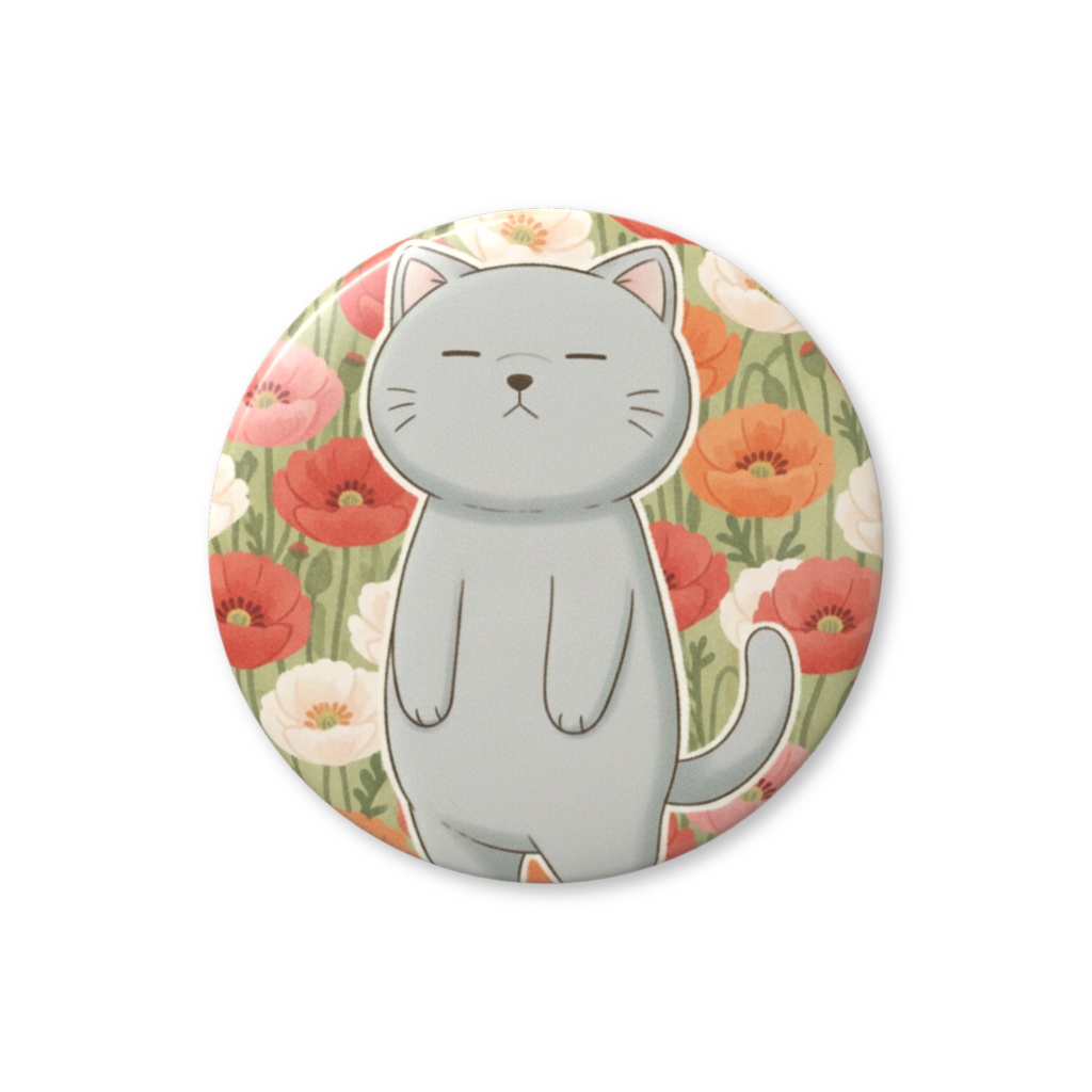 【すんたん🍀】 ぬいぐるみのようなねこの缶バッヂ