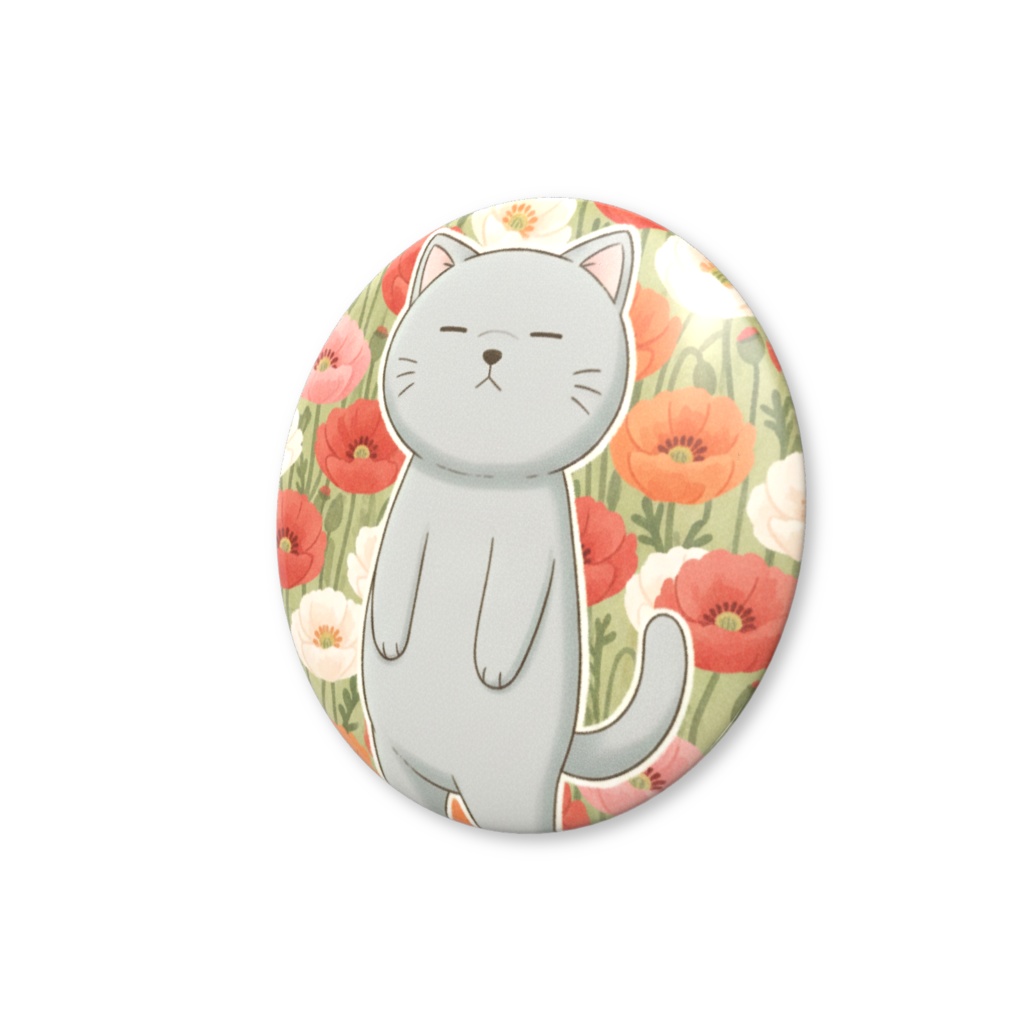 【すんたん🍀】 ぬいぐるみのようなねこの缶バッヂ