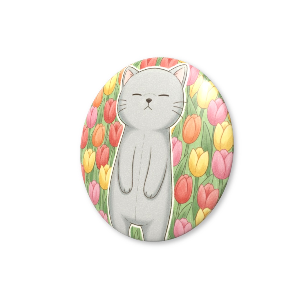 【すんたん🍀】 ぬいぐるみのようなねこの缶バッヂ