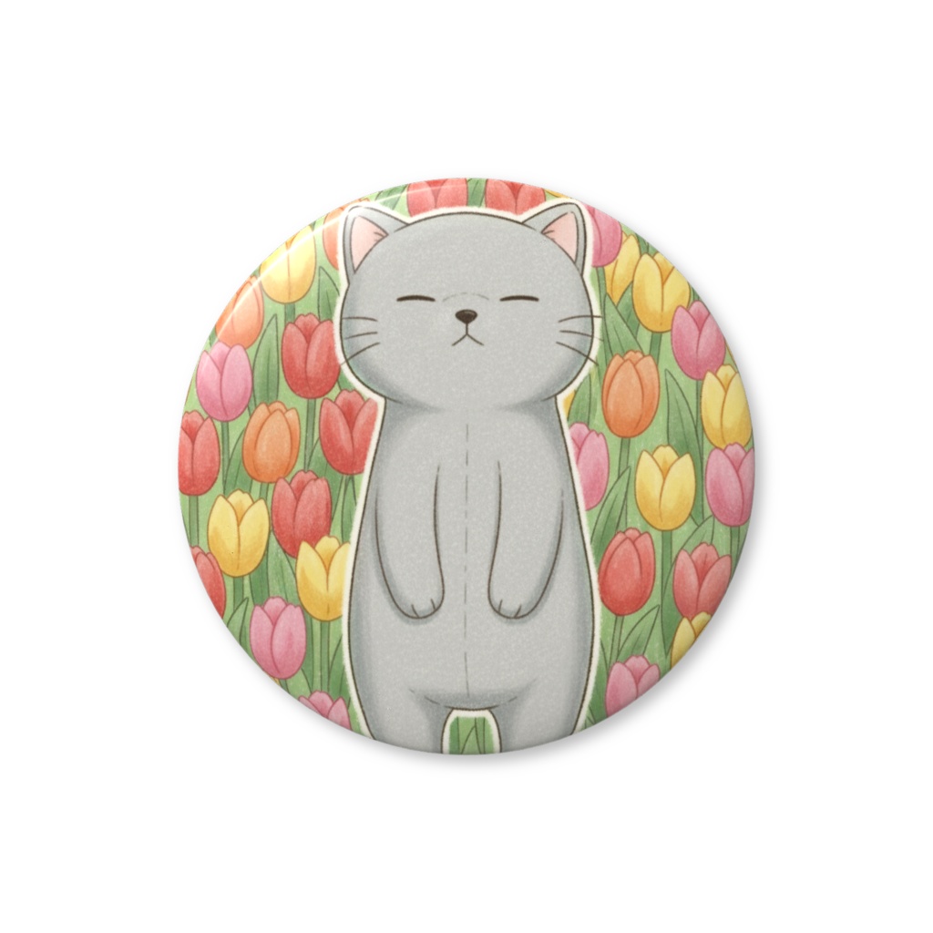 【すんたん🍀】 ぬいぐるみのようなねこの缶バッヂ