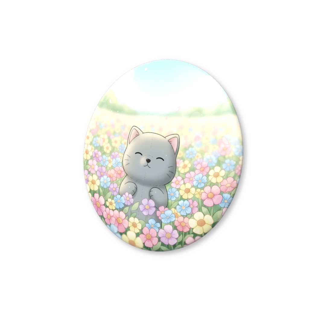 【すんたん🍀】 ぬいぐるみのようなねこの缶バッヂ