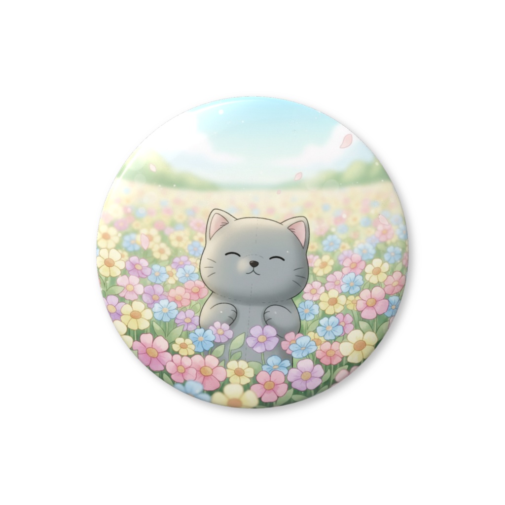 【すんたん🍀】 ぬいぐるみのようなねこの缶バッヂ