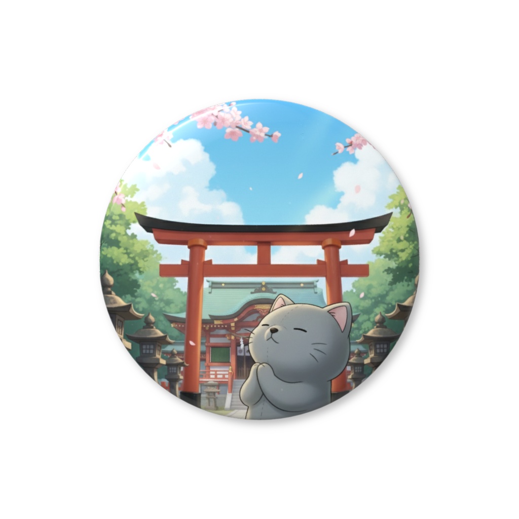 【すんたん🍀】 ぬいぐるみのようなねこの缶バッヂ