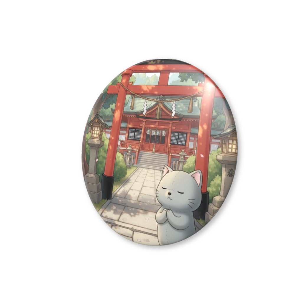 【すんたん🍀】 ぬいぐるみのようなねこの缶バッヂ