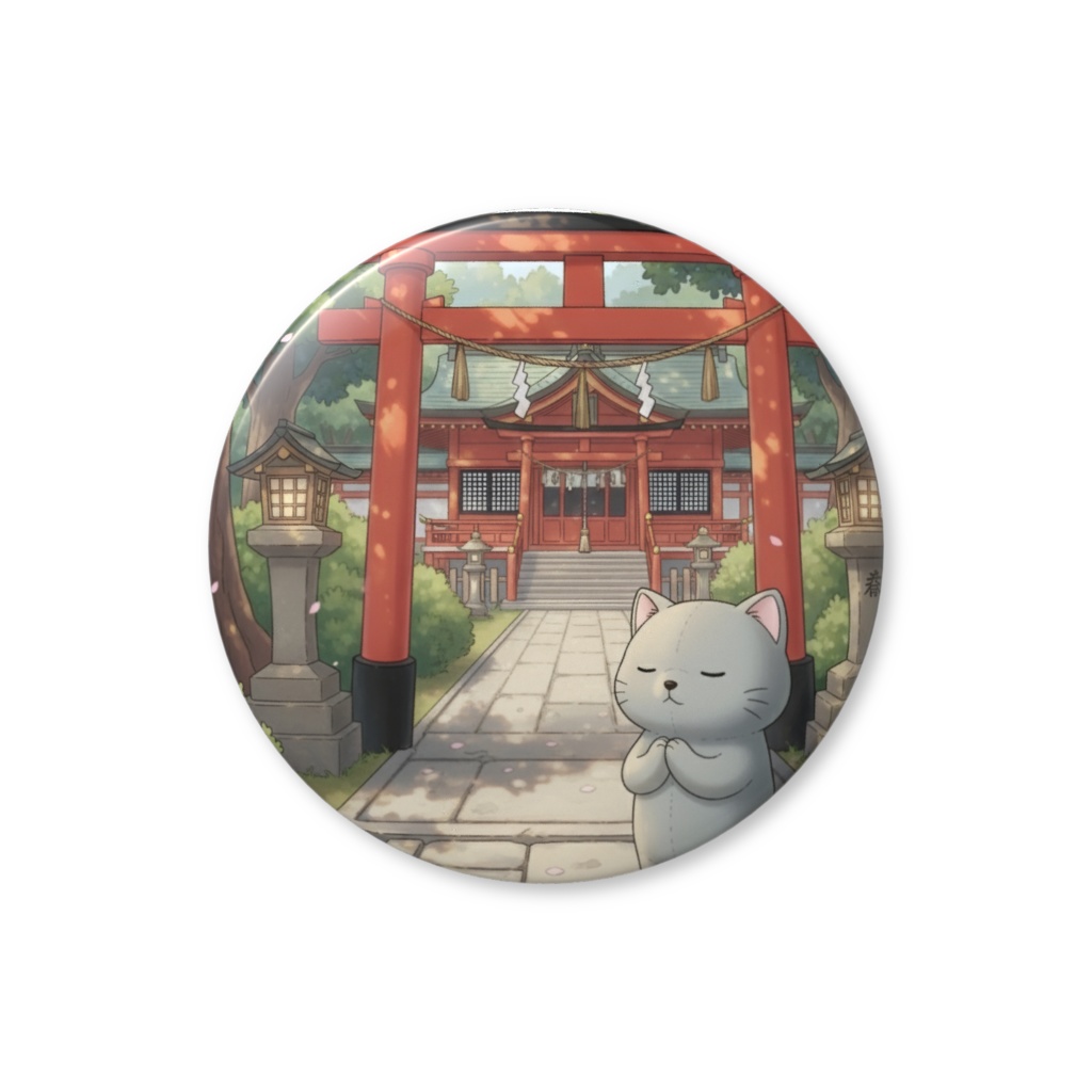 【すんたん🍀】 ぬいぐるみのようなねこの缶バッヂ