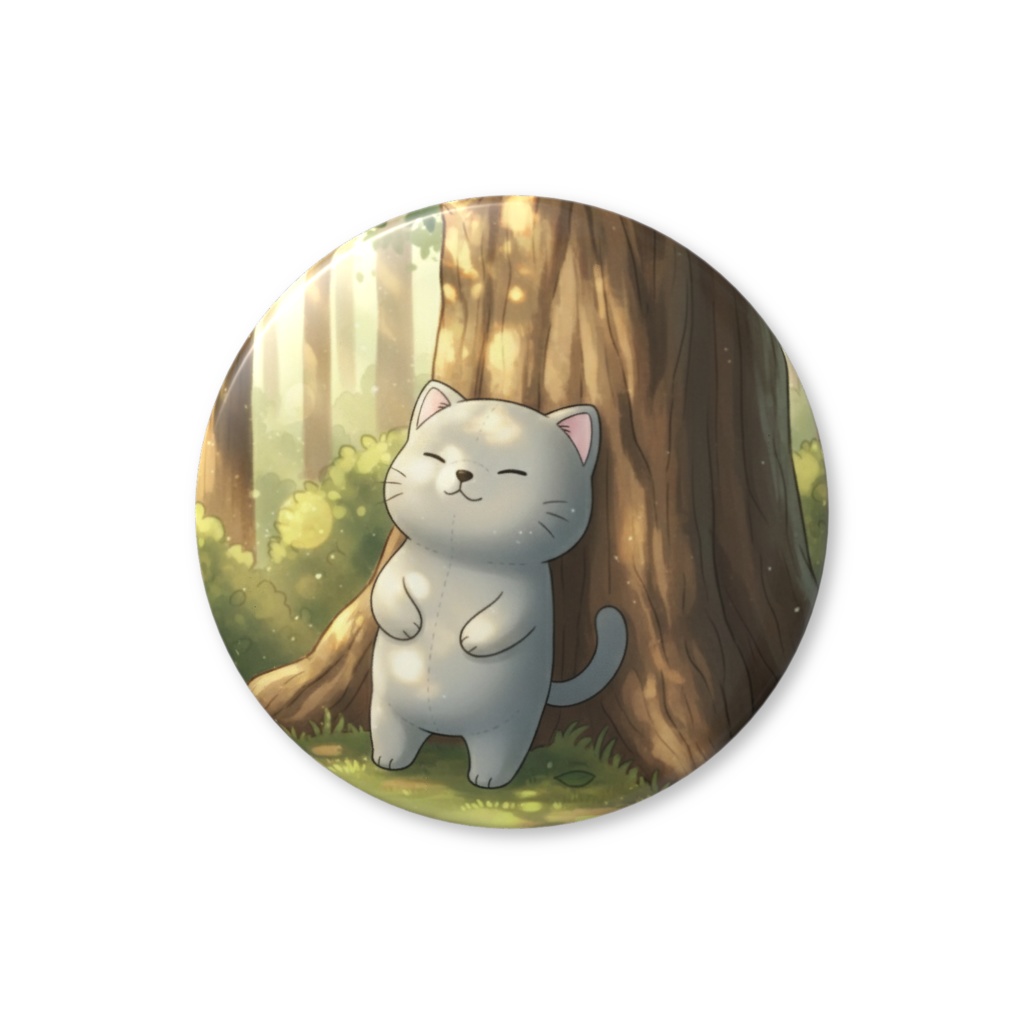 【すんたん🍀】 ぬいぐるみのようなねこの缶バッヂ