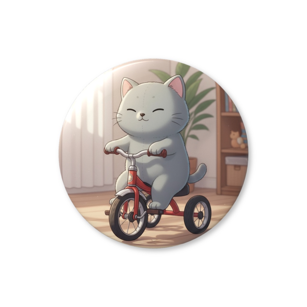 【すんたん🍀】 ぬいぐるみのようなねこの缶バッヂ