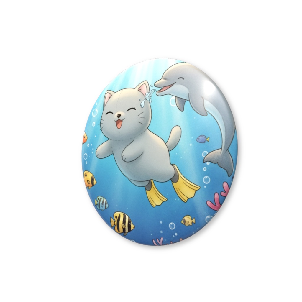 【すんたん🍀】 ぬいぐるみのようなねこの缶バッヂ