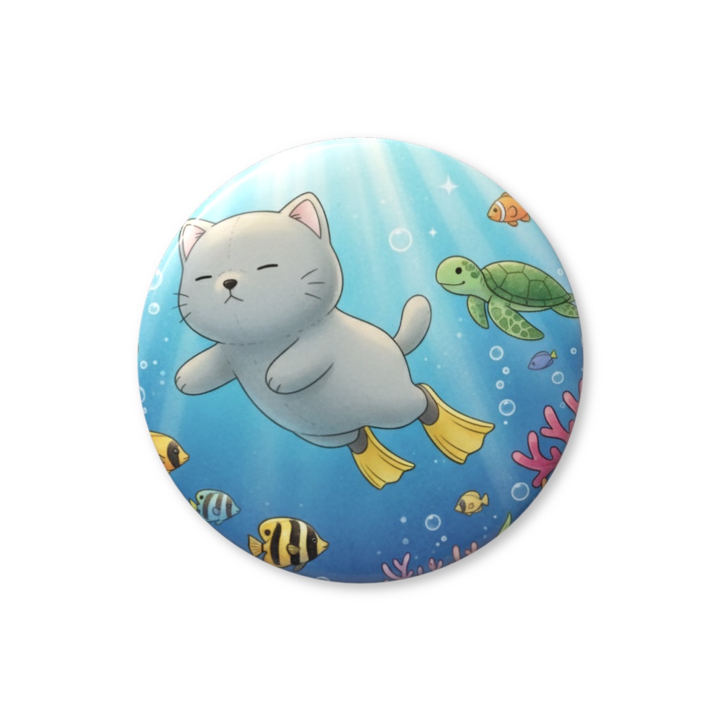 【すんたん🍀】 ぬいぐるみのようなねこの缶バッヂ