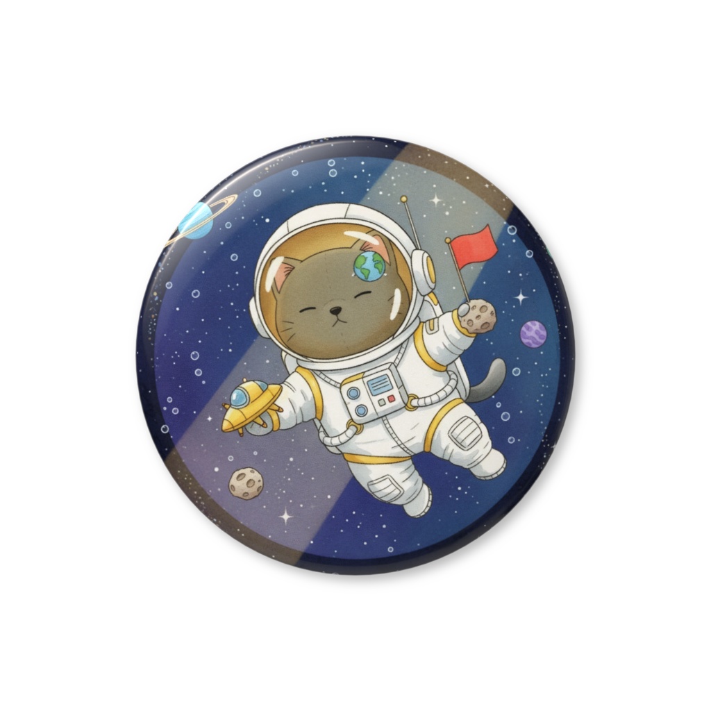 【すんたん🍀】 ぬいぐるみのようなねこの缶バッヂ