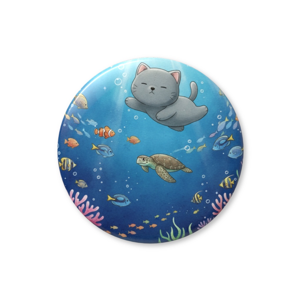 【すんたん🍀】 ぬいぐるみのようなねこの缶バッヂ