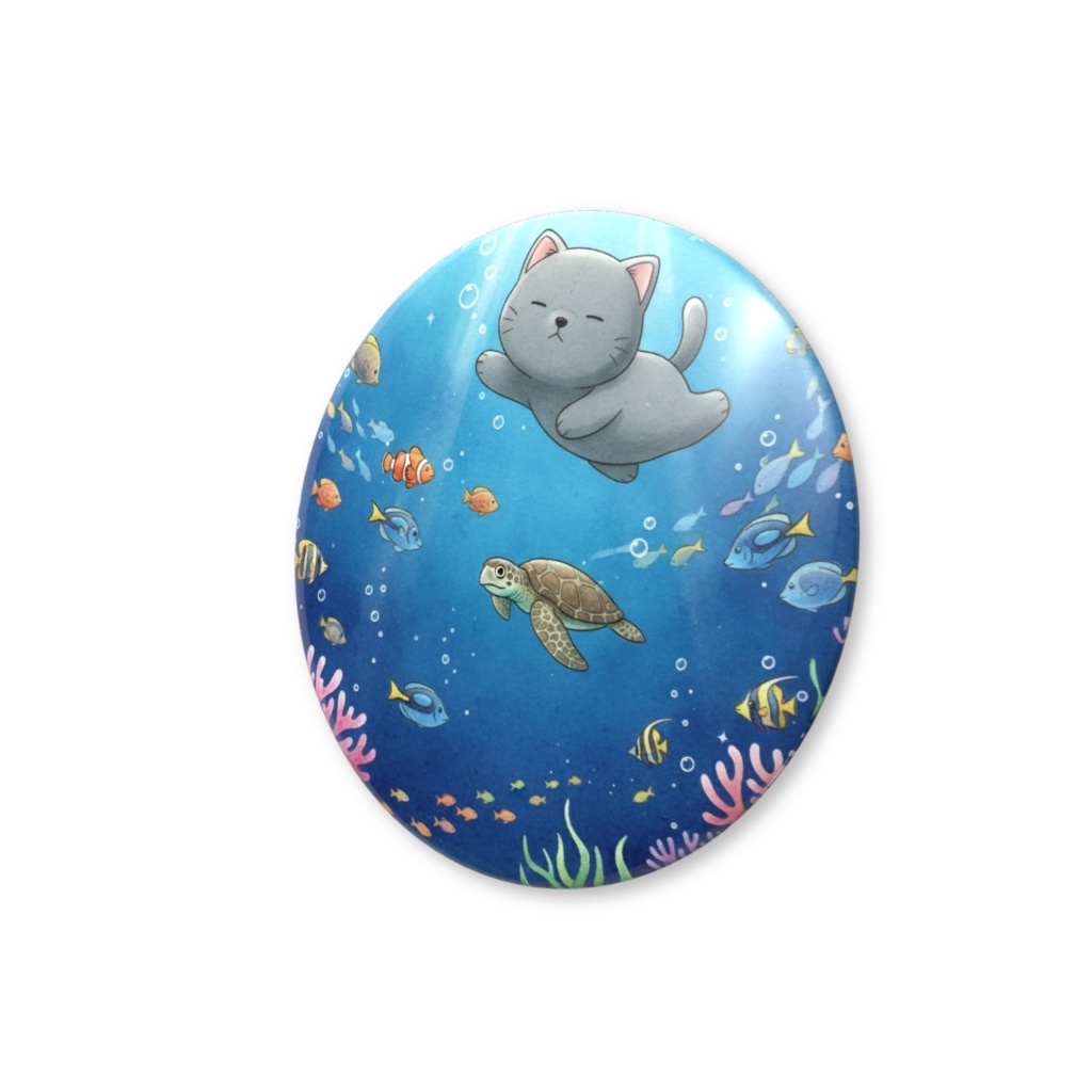 【すんたん🍀】 ぬいぐるみのようなねこの缶バッヂ