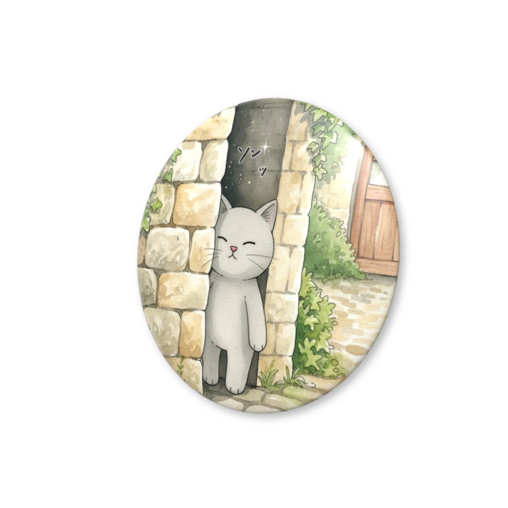 【すんたん🍀】 ぬいぐるみのようなねこの缶バッヂ