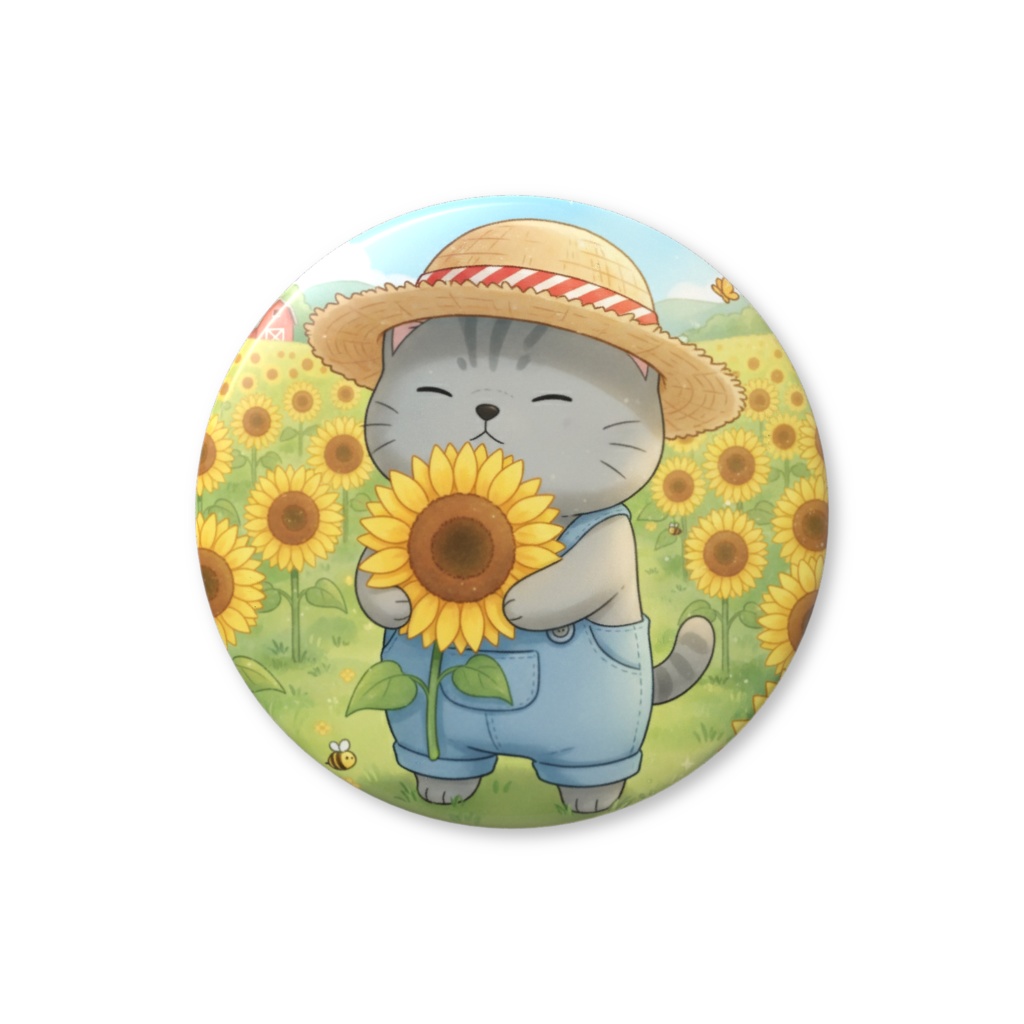 【すんたん🍀】 ぬいぐるみのようなねこの缶バッヂ