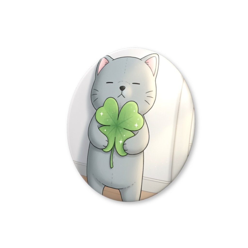 【すんたん🍀】 ぬいぐるみのようなねこの缶バッヂ