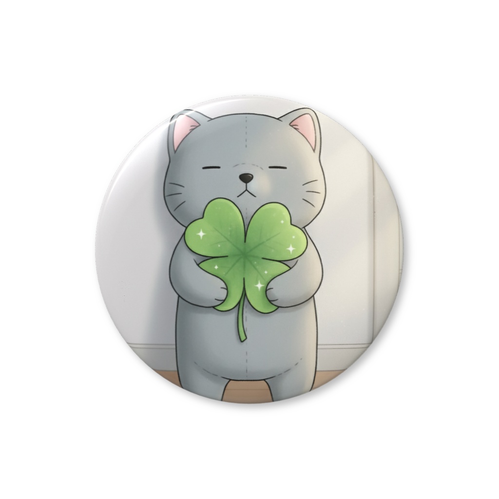 【すんたん🍀】 ぬいぐるみのようなねこの缶バッヂ