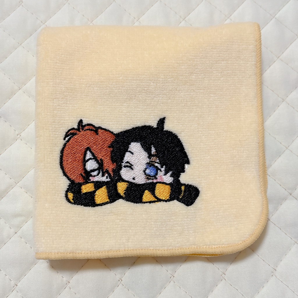 刺繍ハンカチ（鬼水マフラー）イエロー