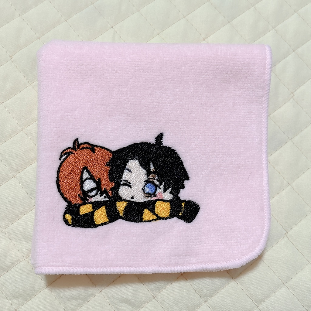 刺繍ハンカチ（鬼水マフラー）ピンク