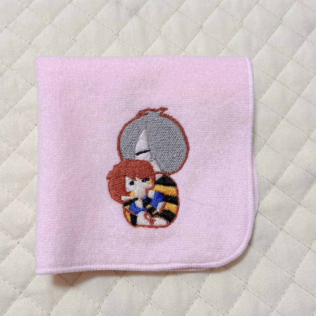 刺繍ハンカチ（鬼太郎とゲタ吉）ピンク