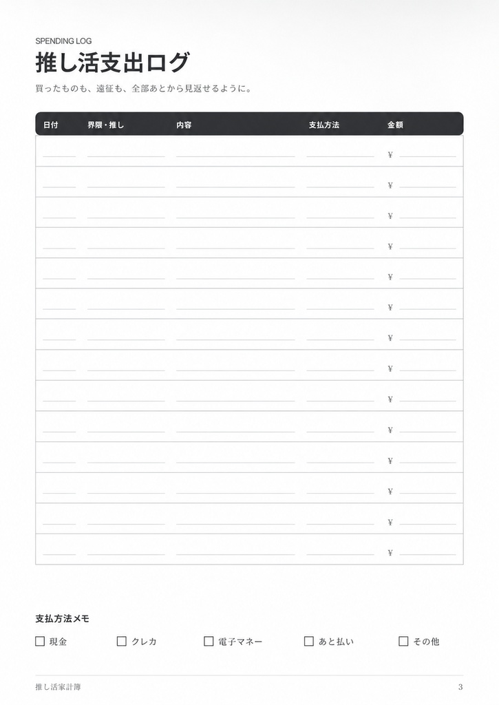 推し活家計簿|ブラック🖤