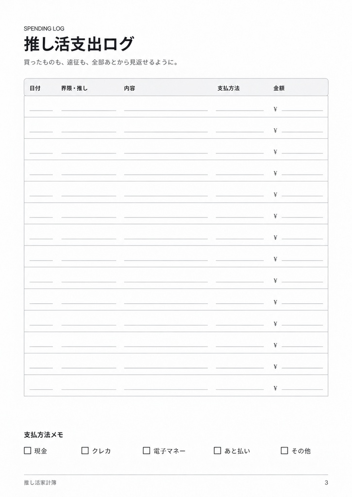 推し活家計簿|ホワイト🤍