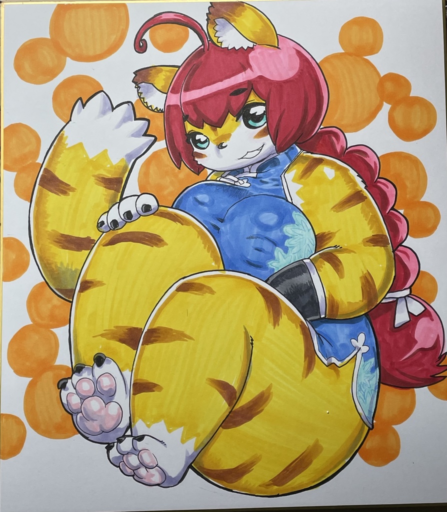 虎チャイナ「大」色紙