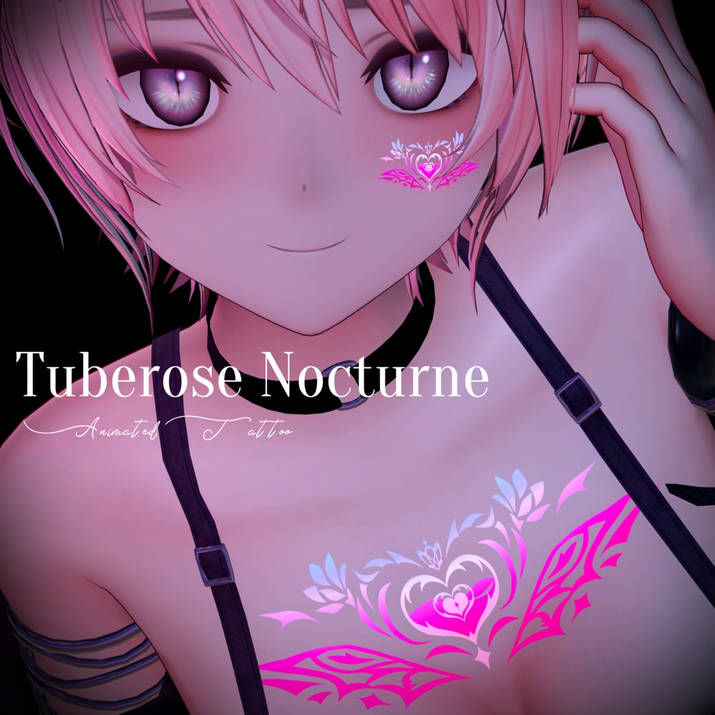動く＆光るタトゥー(Animated Tattoo)「Tuberose Nocturne」多数アバター導入可（淫紋風)