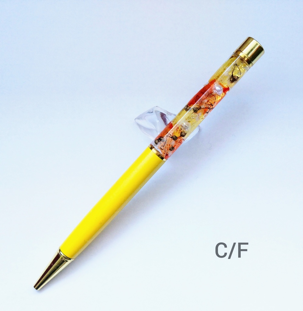 ボールペン ハーバリウム かすみ草 2本 セット 水色 白 オレンジ 夏 超爆安 - 筆記具