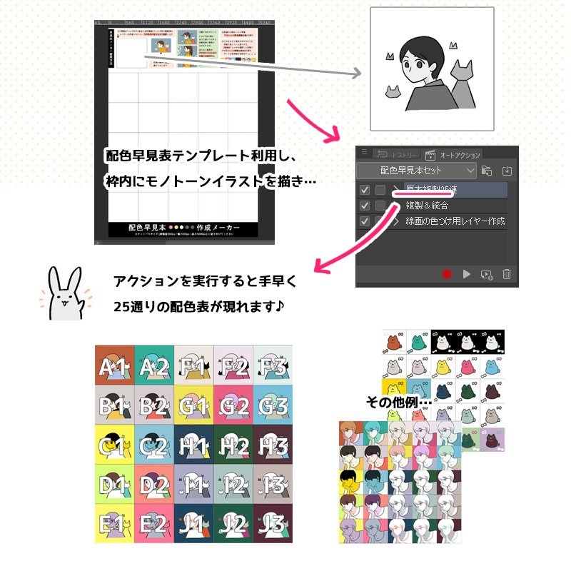 自作絵で作る!配色早見表25パターン