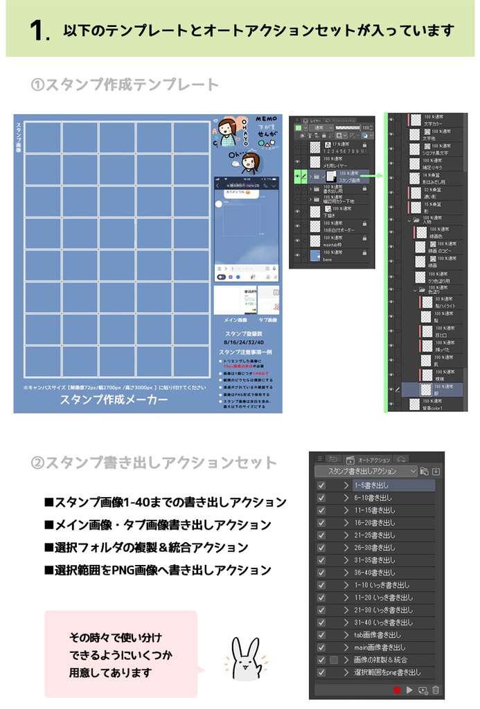 【クリスタで作る!】スタンプ画像一気制作キット