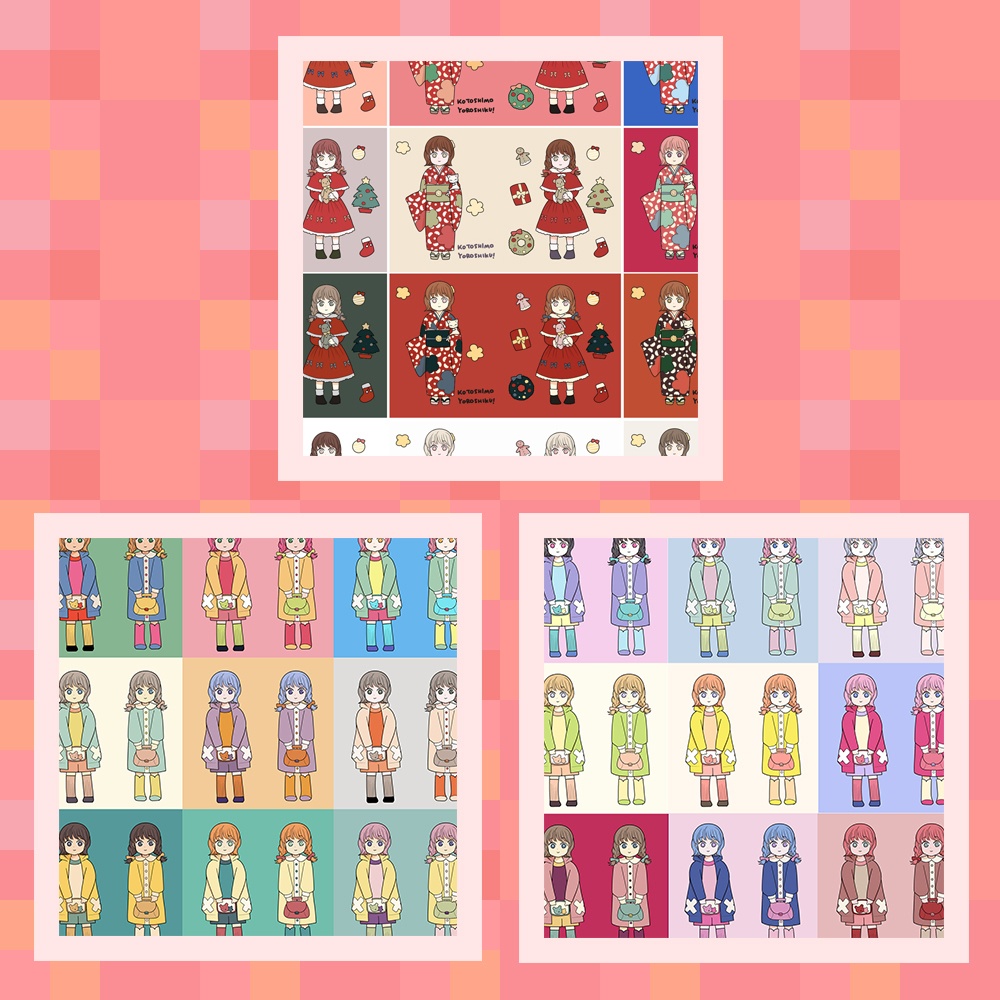 【お得!3カラーセット①】クリスマス&正月/乙女/レトロカラーセット<全75種>