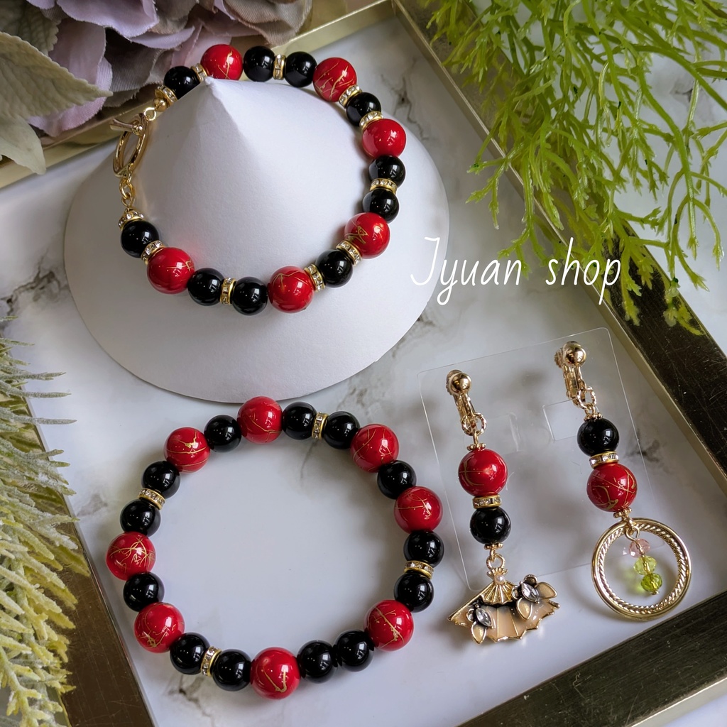 鬼滅 童磨 イメージ ブレスレット & イヤリング/ピアス