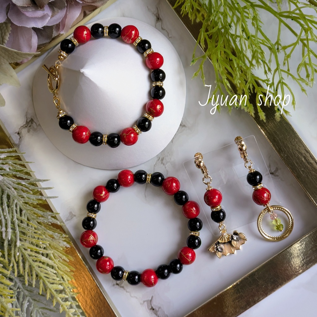 鬼滅 童磨 イメージ ブレスレット & イヤリング/ピアス