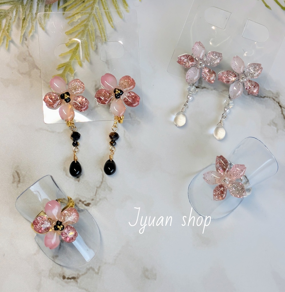 ★プレゼント企画★ 大人の桜アクセサリー 耳飾り&リング ※応募締切2/22※