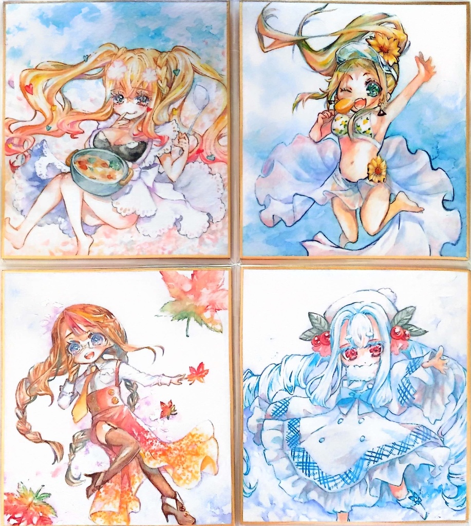 【原画】擬人化・春夏秋冬原画4枚セット