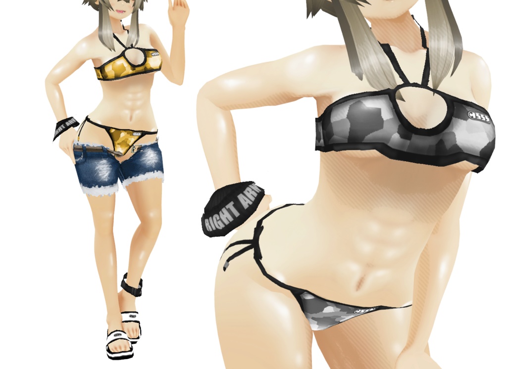 VRoid衣装 "迷彩ホルタートップ水着" カスタムアイテム＆テクスチャ