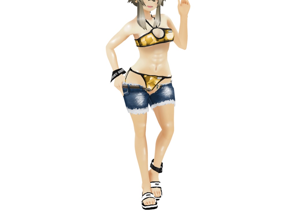 VRoid衣装 "迷彩ホルタートップ水着" カスタムアイテム&テクスチャ