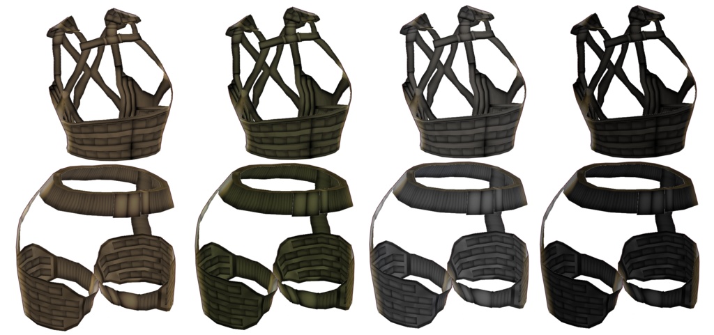 VRoid衣装"タクティカルベスト&レッグプラットフォーム&野戦服"カスタムアイテム&テクスチャ男女兼用