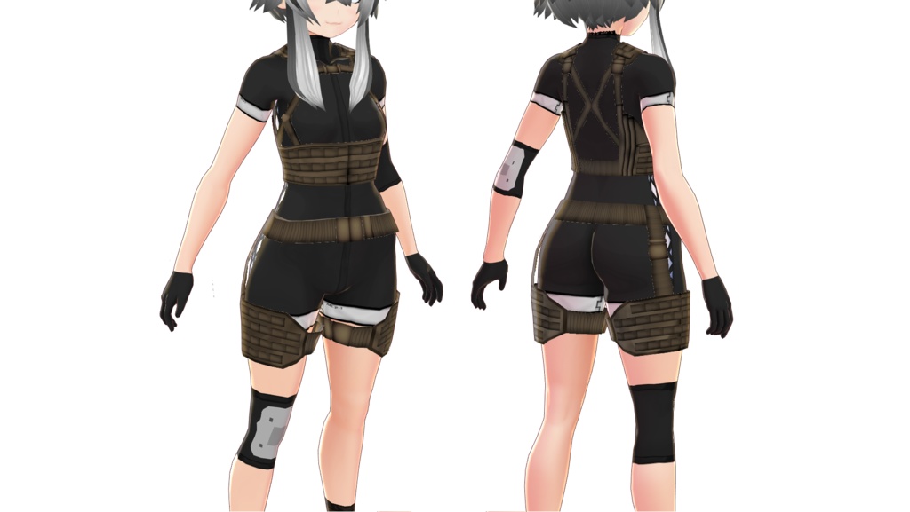VRoid衣装"タクティカルベスト&レッグプラットフォーム&野戦服"カスタムアイテム&テクスチャ男女兼用